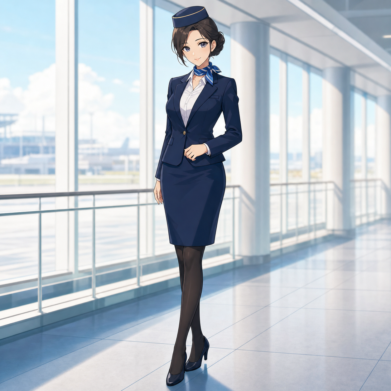 navy cabin attendant uniform