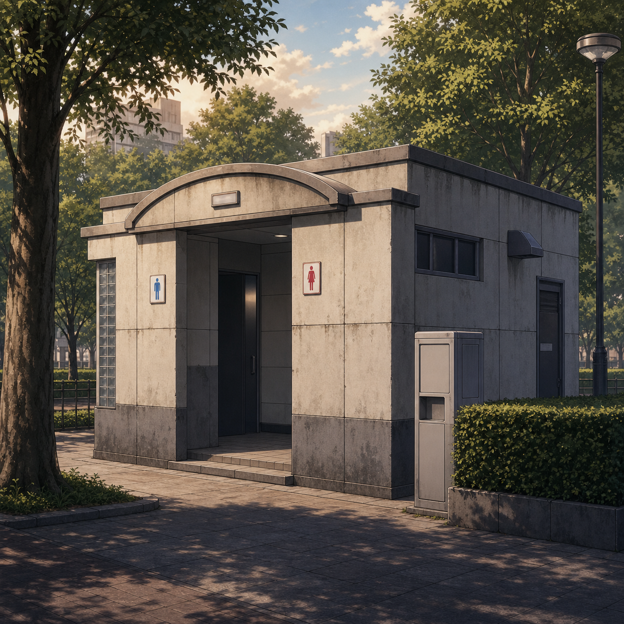 park public restroom exterior