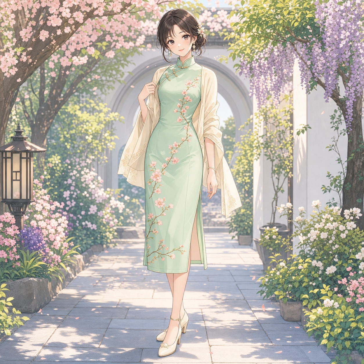 spring pastel qipao dress