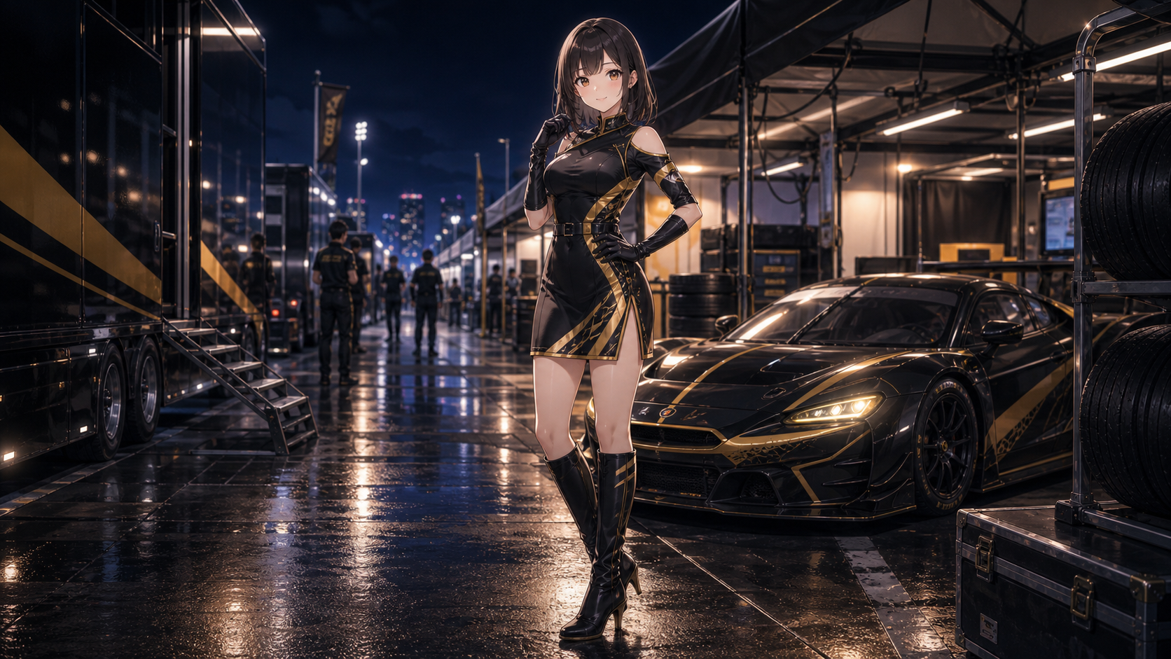 black motorsport event outfit