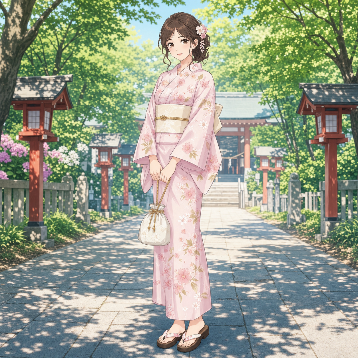 pale pink floral yukata