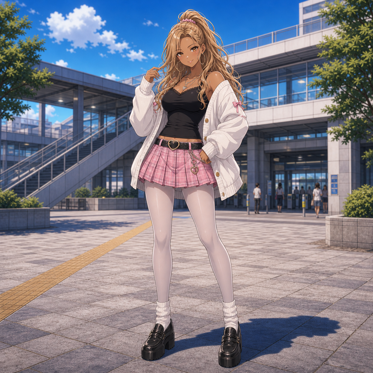 pleated mini skirt gyaru outfit