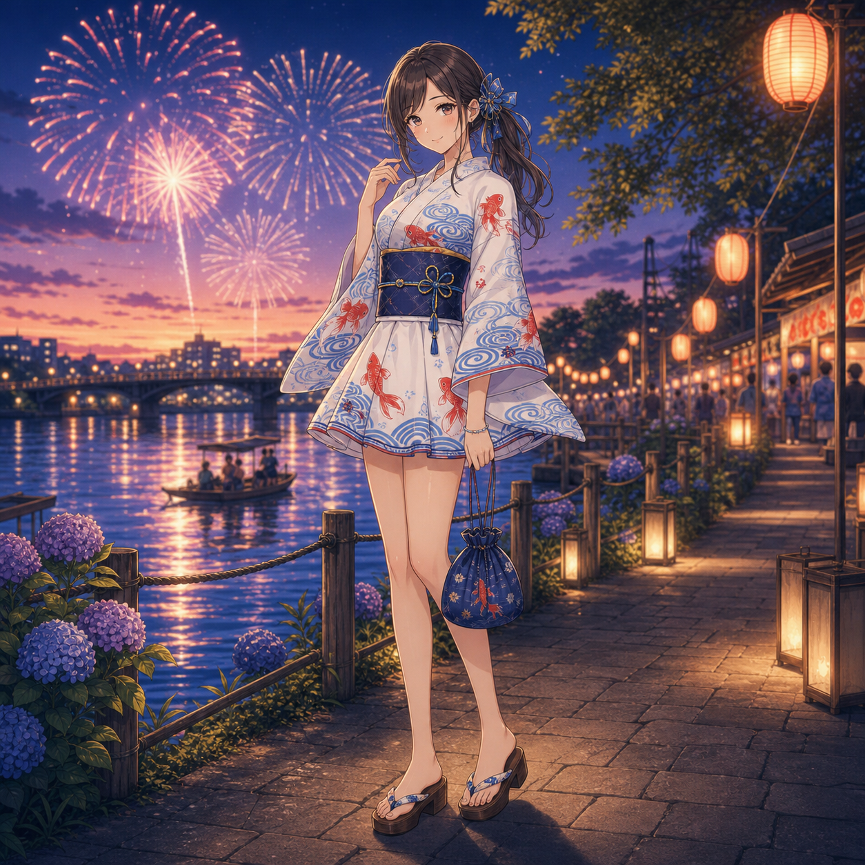 blue goldfish mini yukata