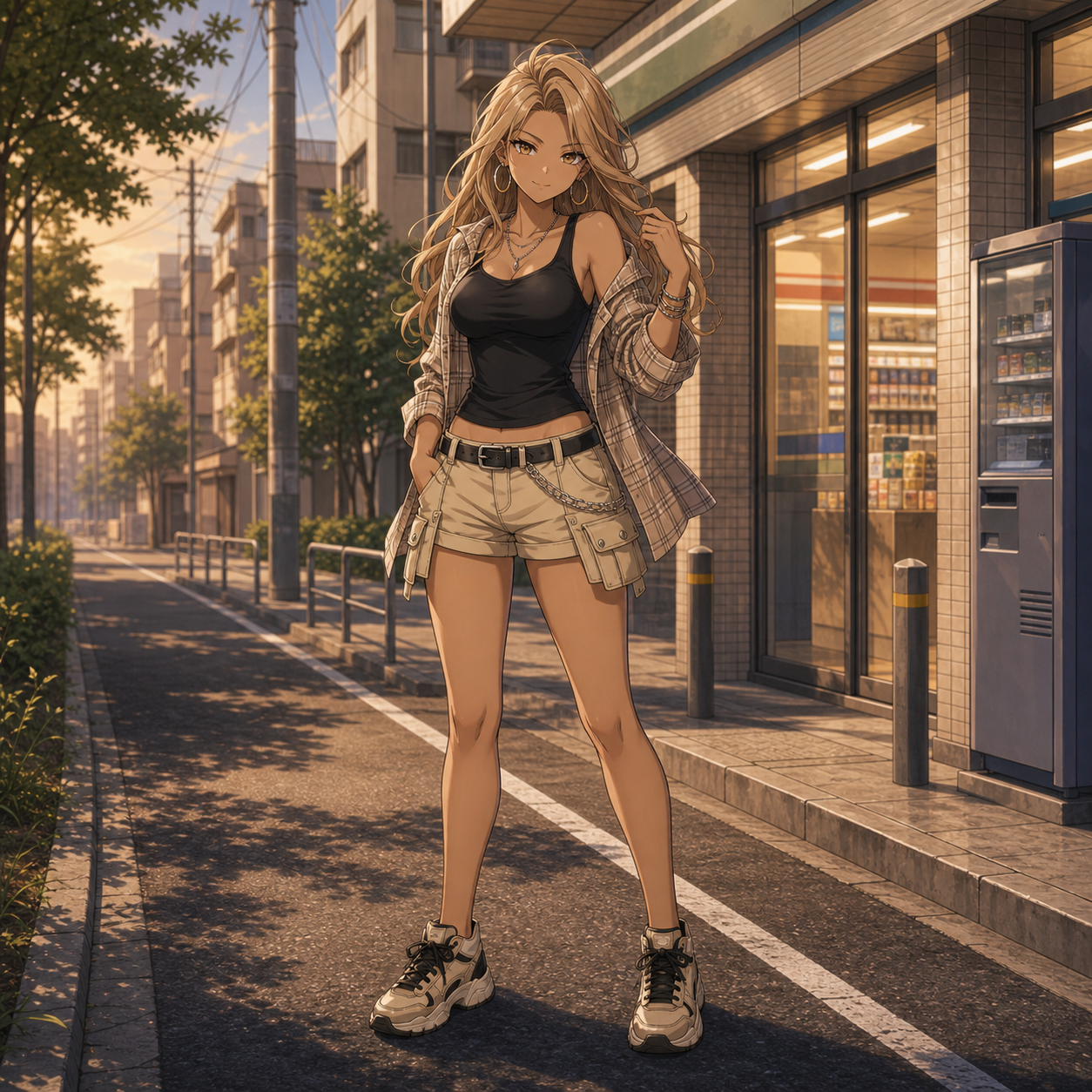 cargo hot pants gyaru outfit