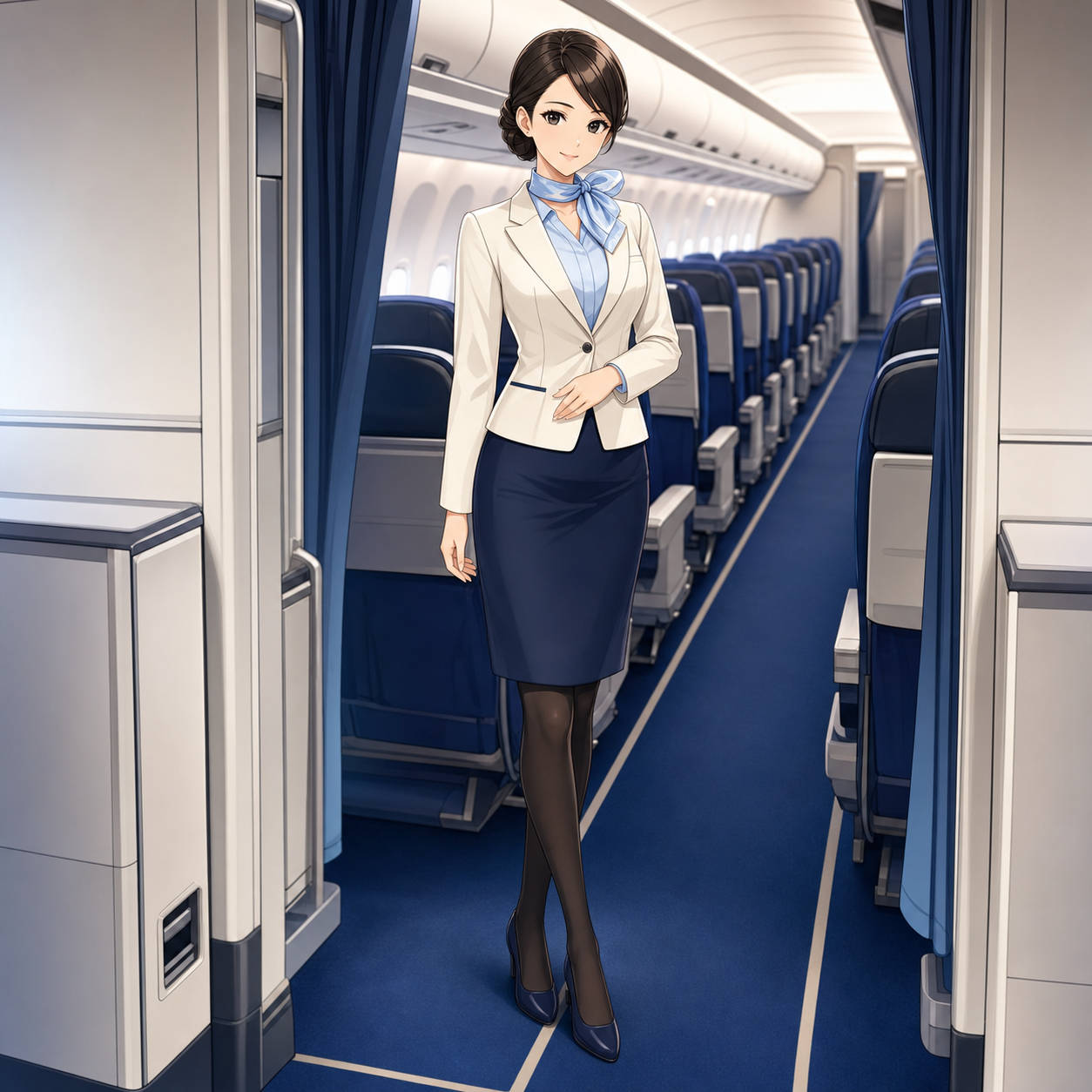 ivory jacket flight attendant uniform