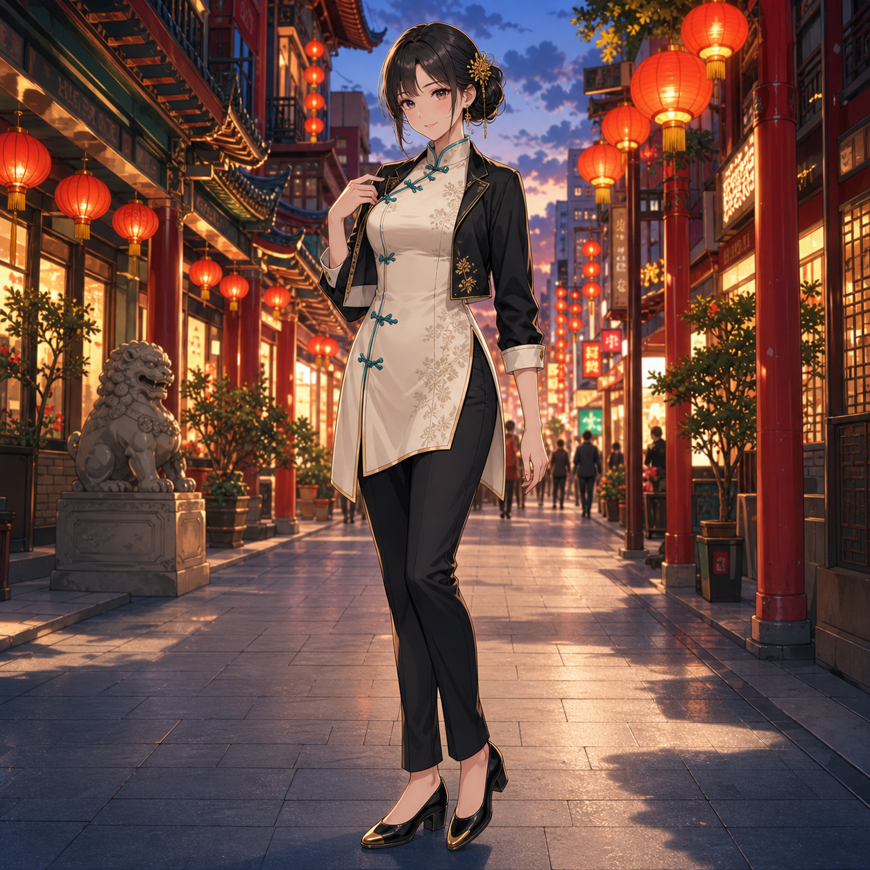 qipao tunic street outfit