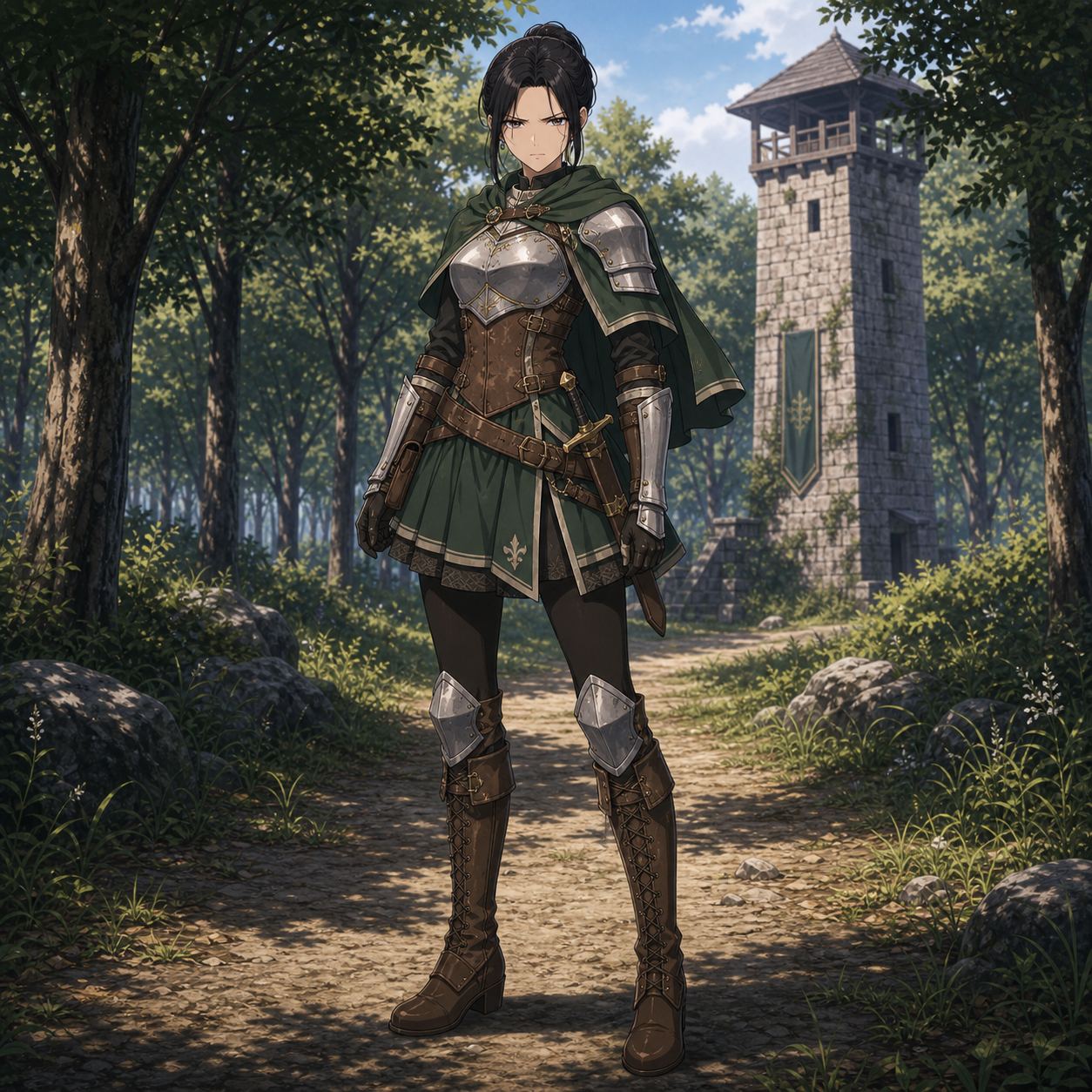 green scout knight skirt