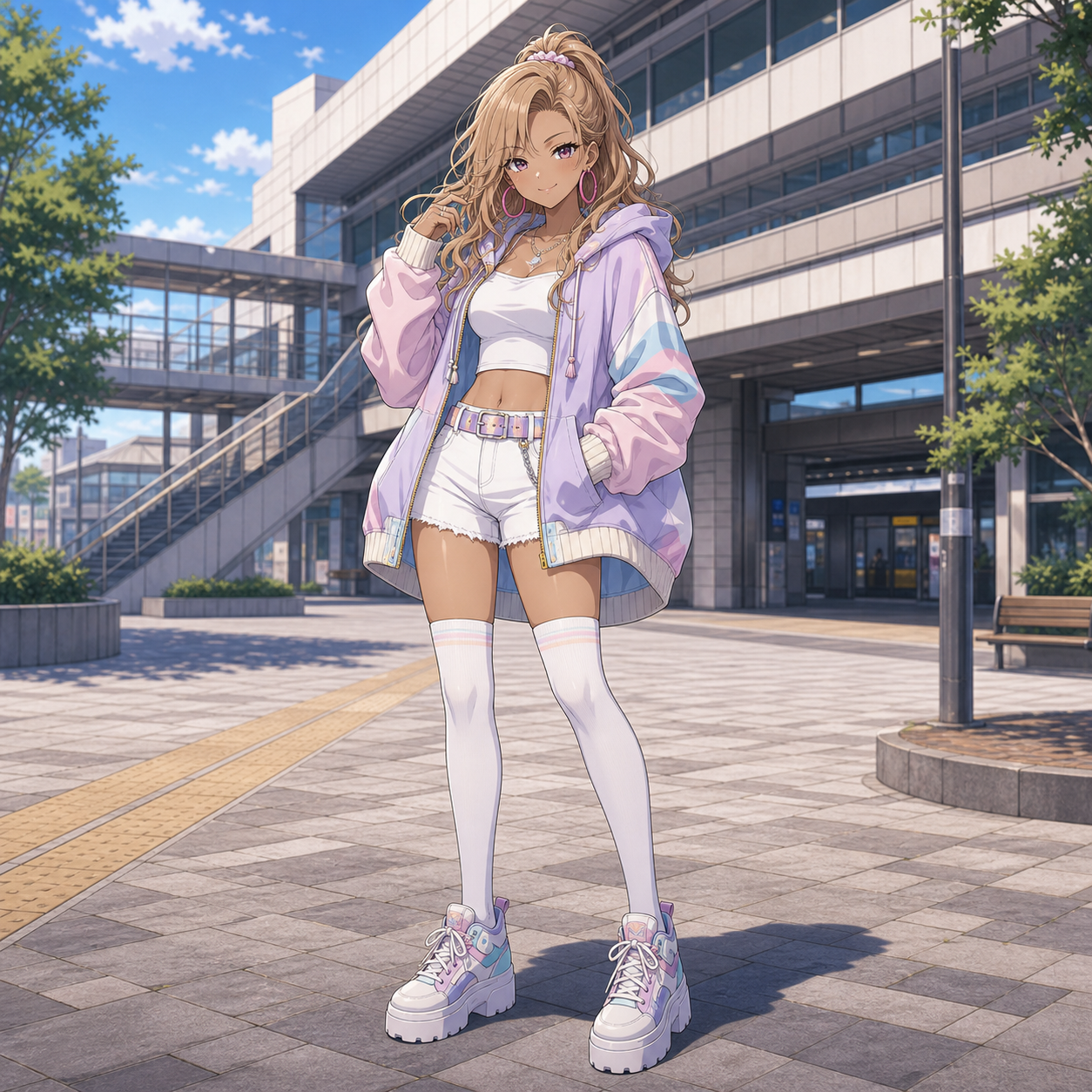 hoodie hot pants gyaru outfit