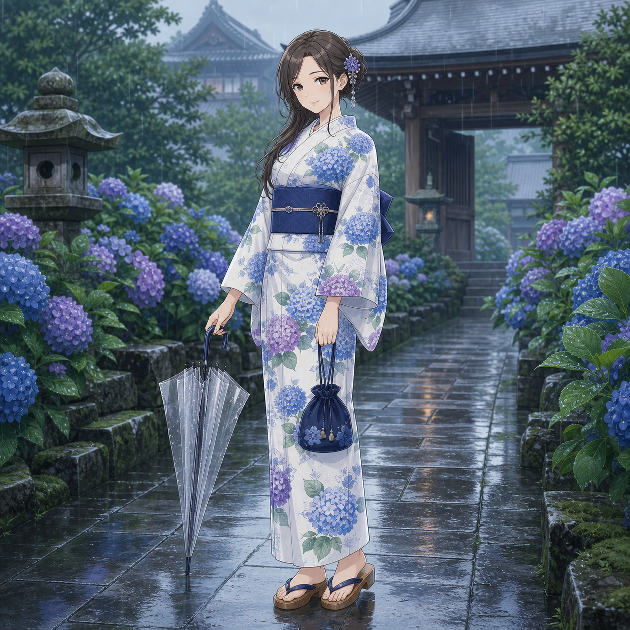 hydrangea yukata outfit
