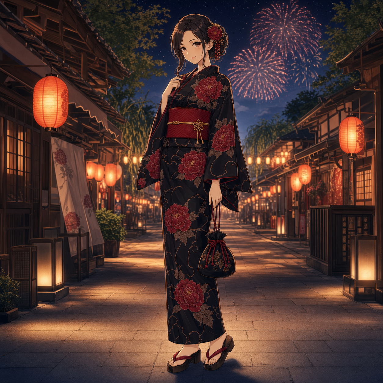 black peony yukata