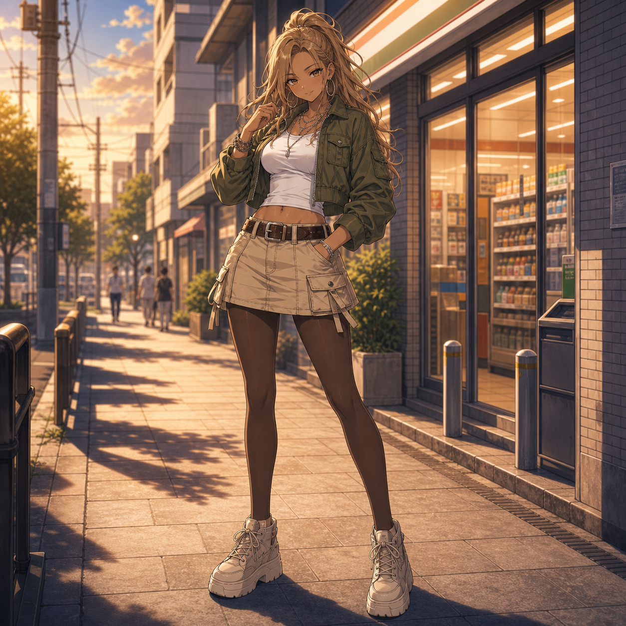 cargo mini skirt gyaru outfit