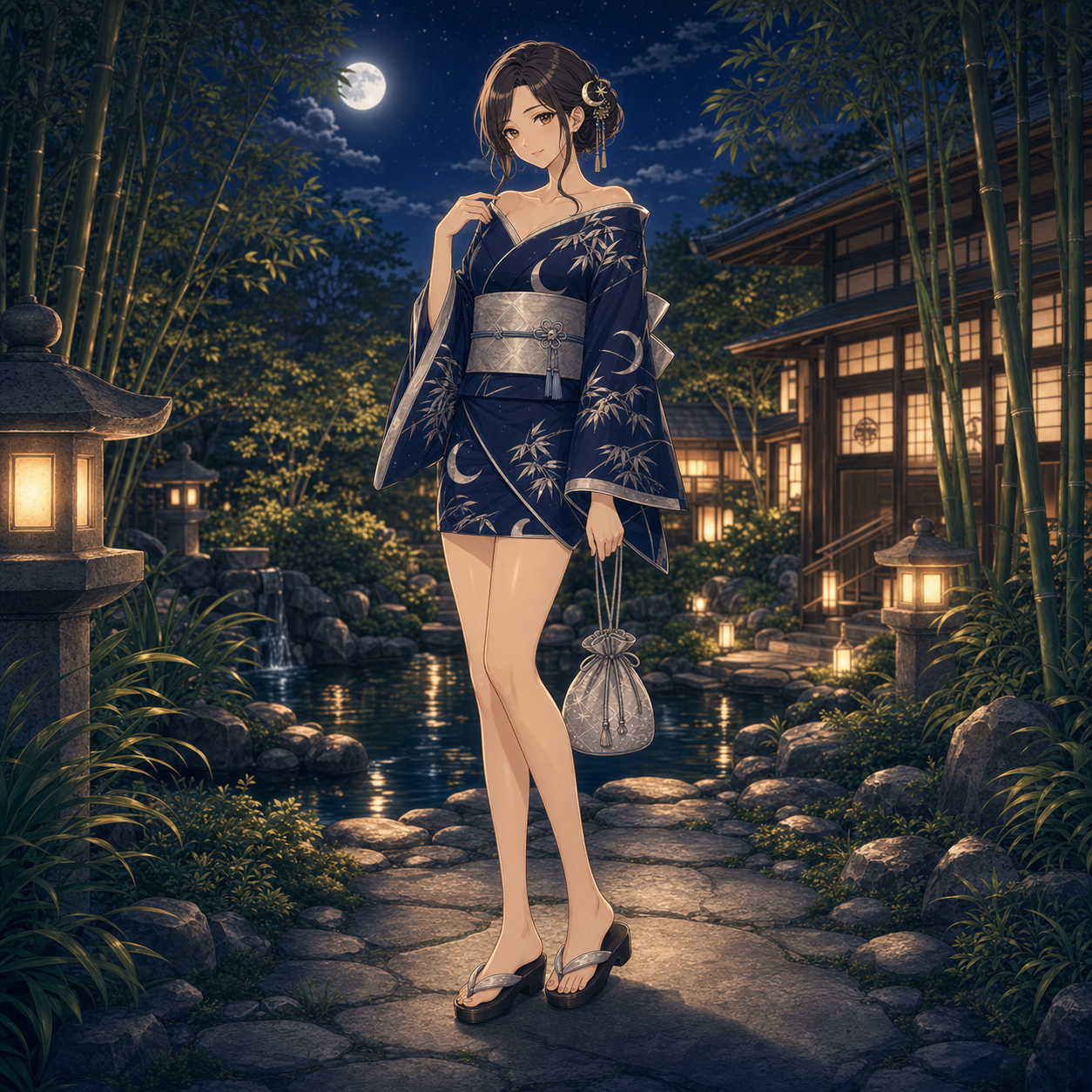 navy moon mini yukata