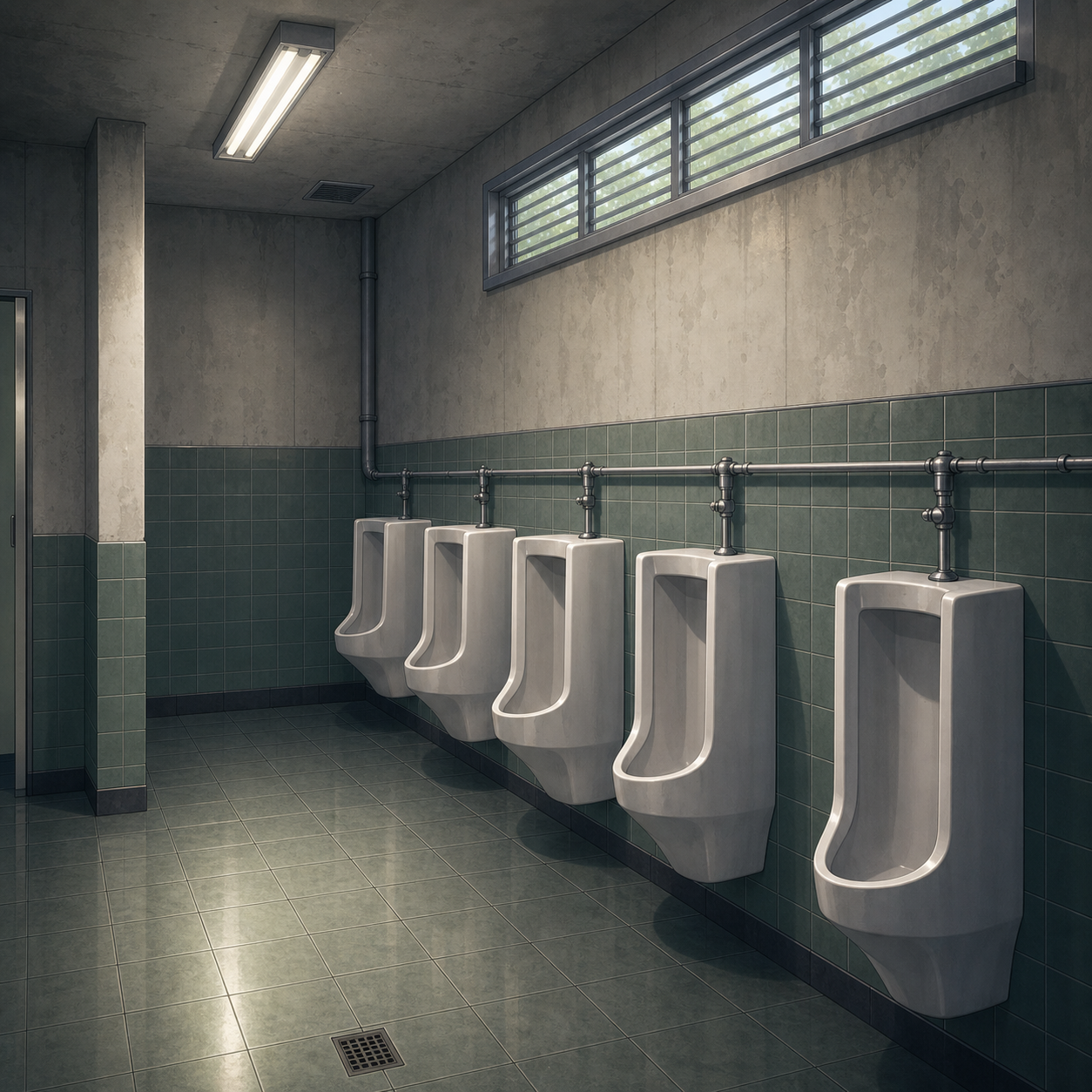 public restroom urinal wall