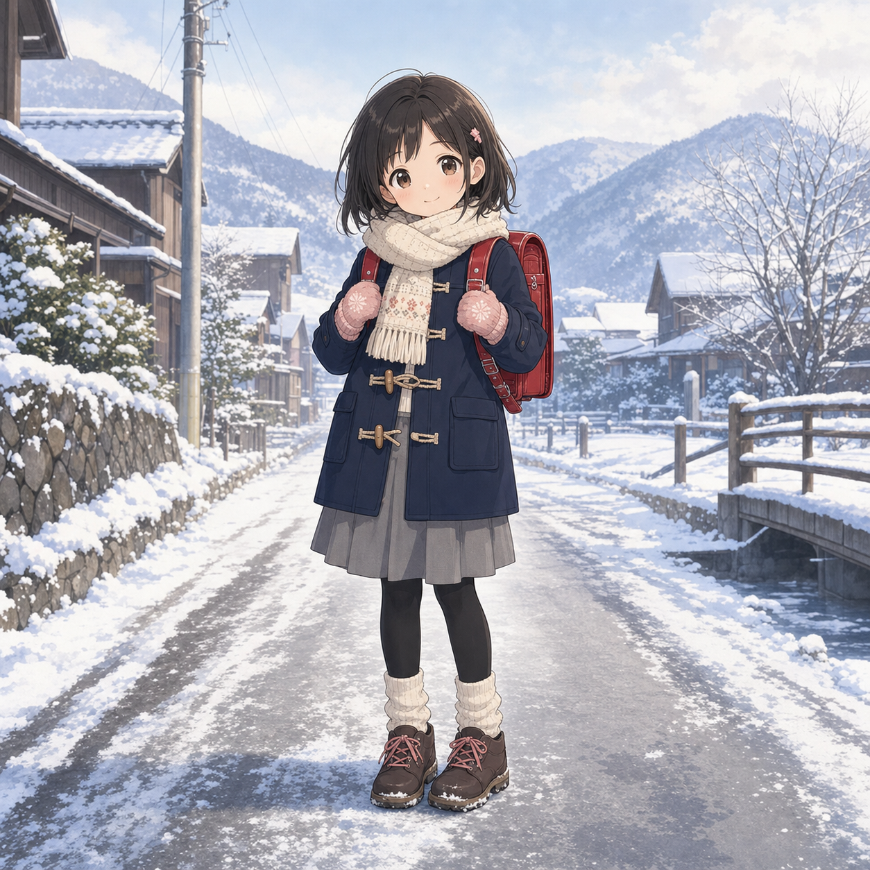 rural winter school commute outfit