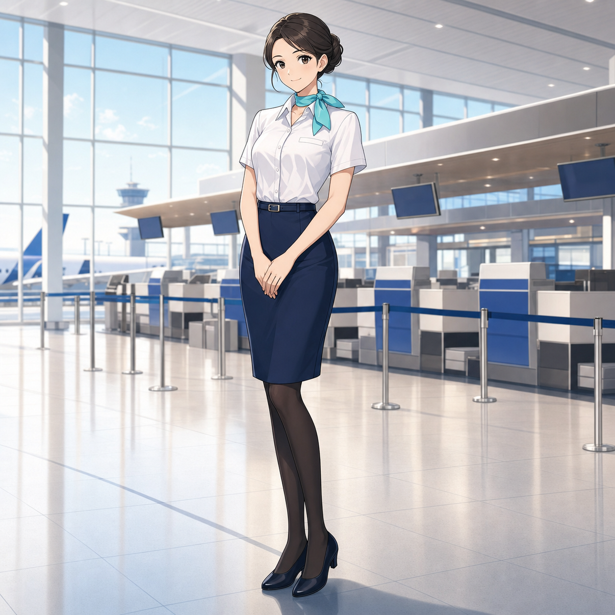 summer cabin attendant blouse uniform