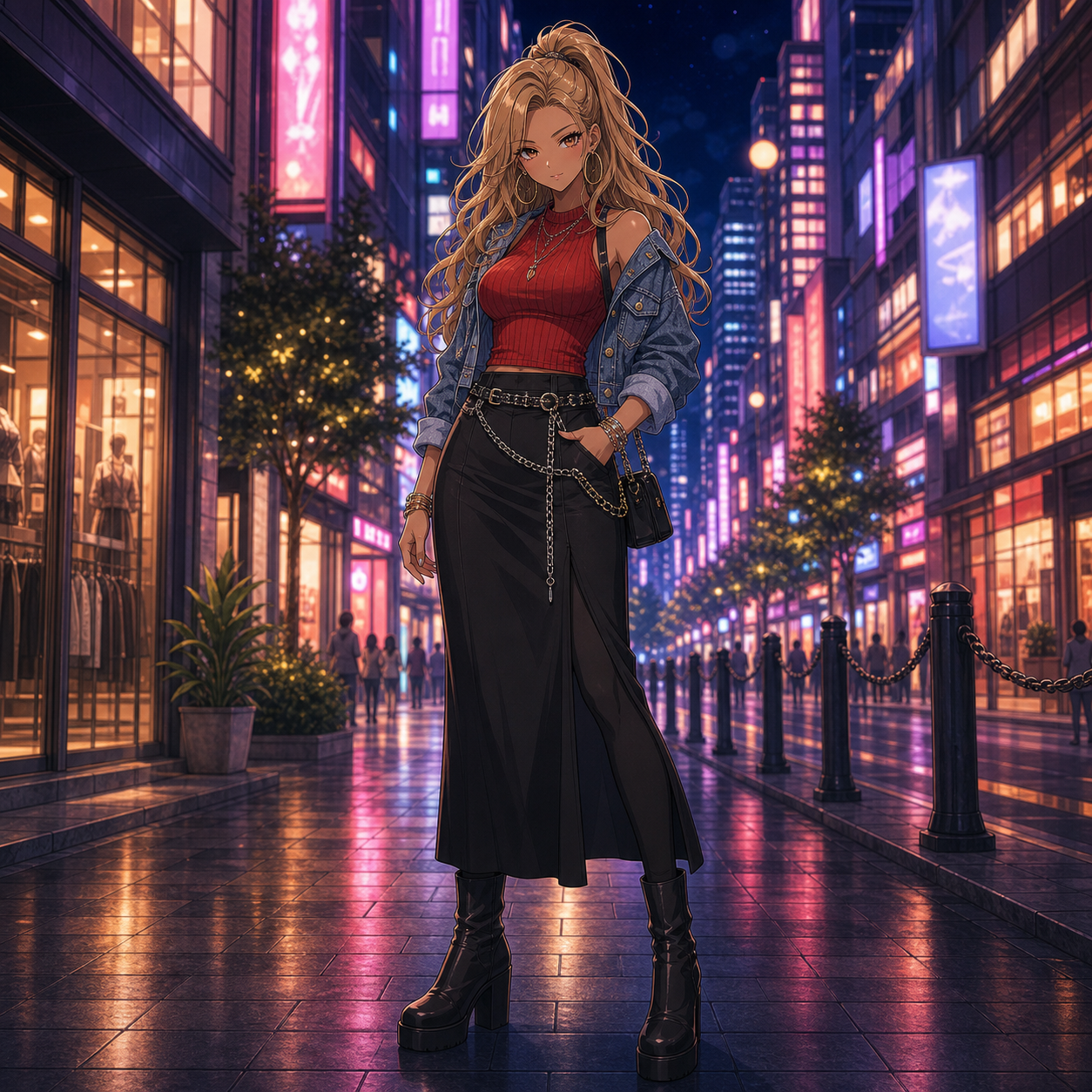 long slit skirt gyaru outfit