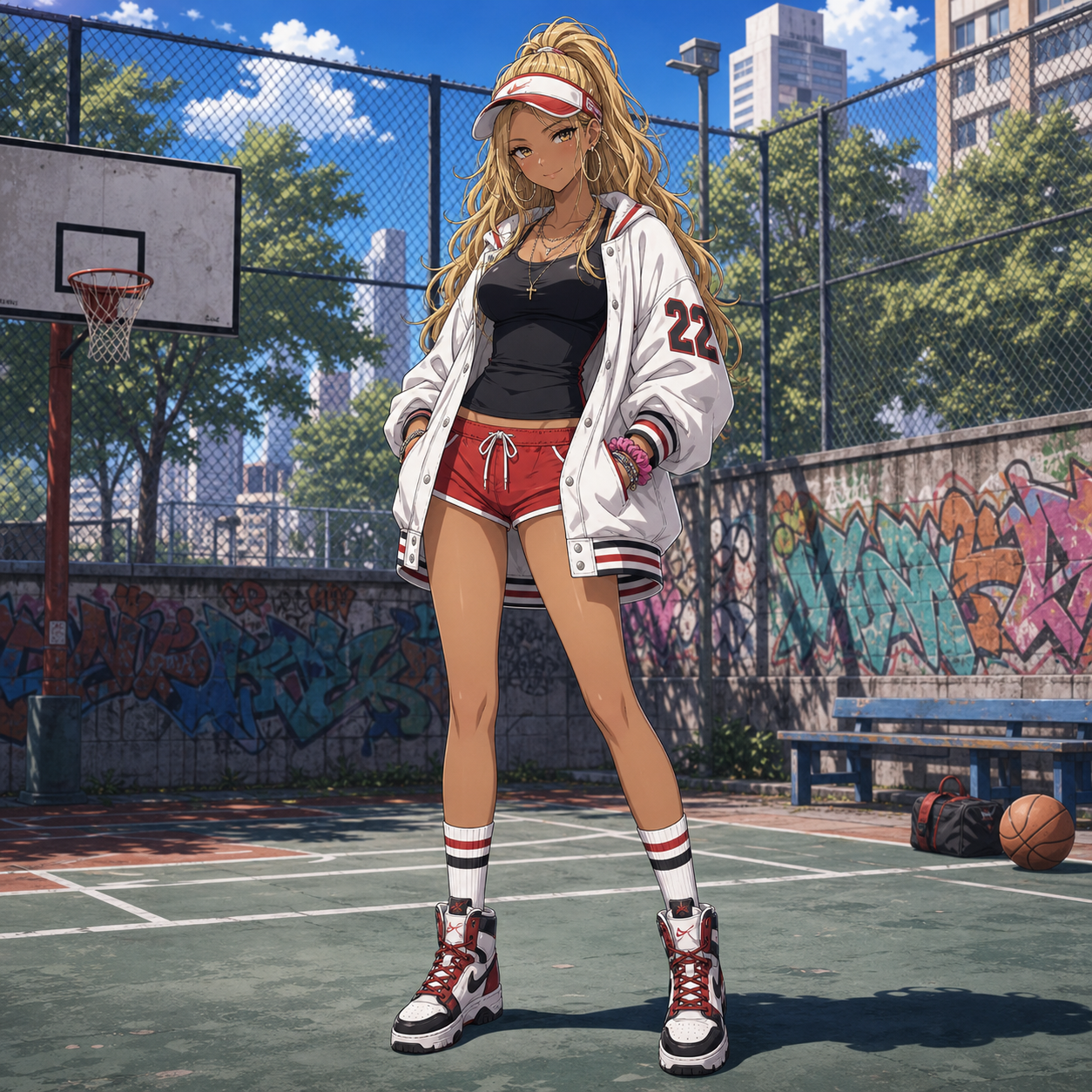 sporty hot pants gyaru outfit