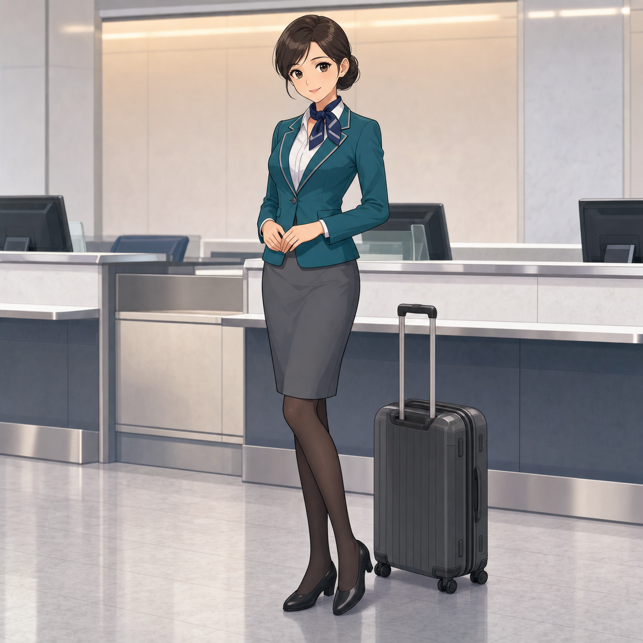 teal airport attendant uniform