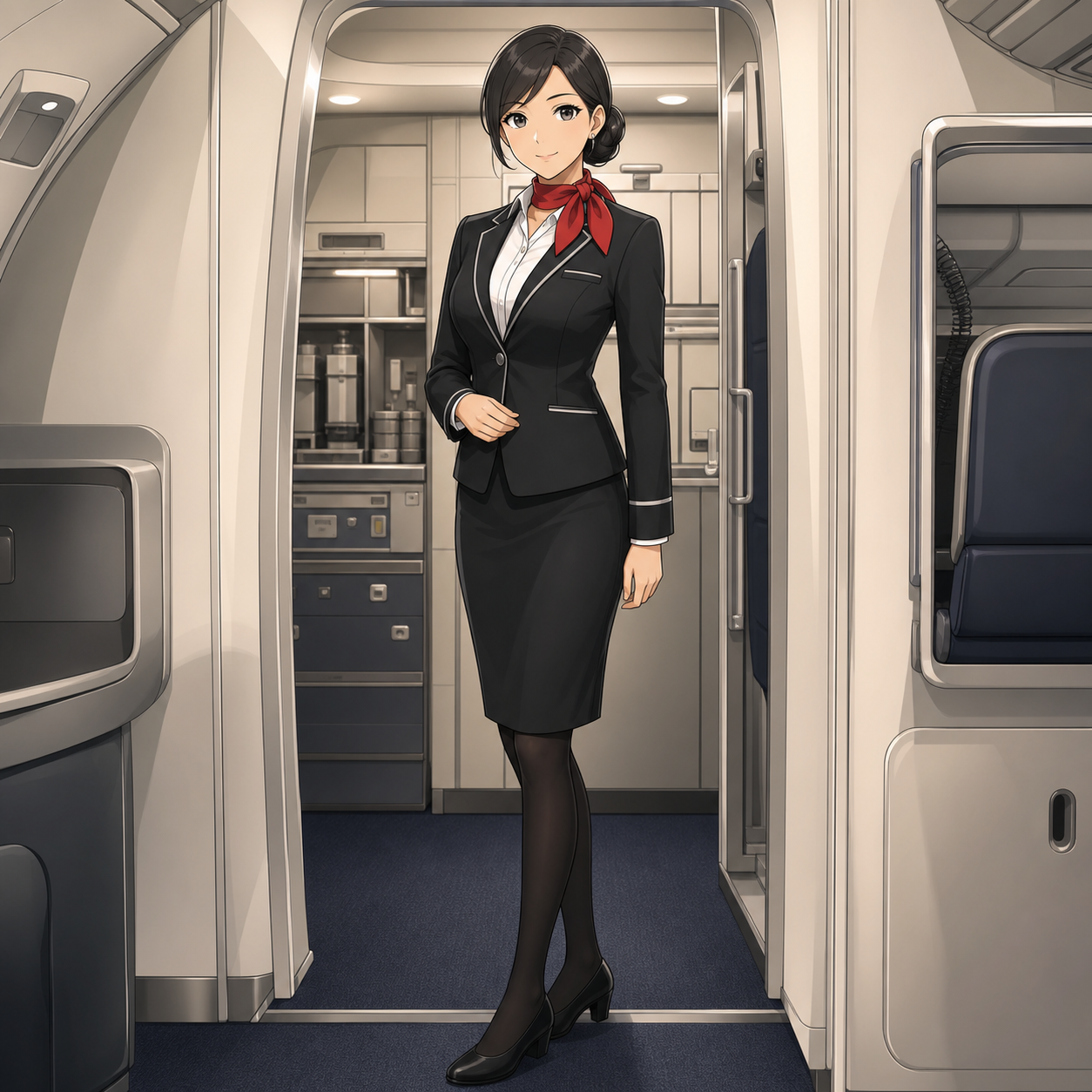 black tailored cabin attendant uniform