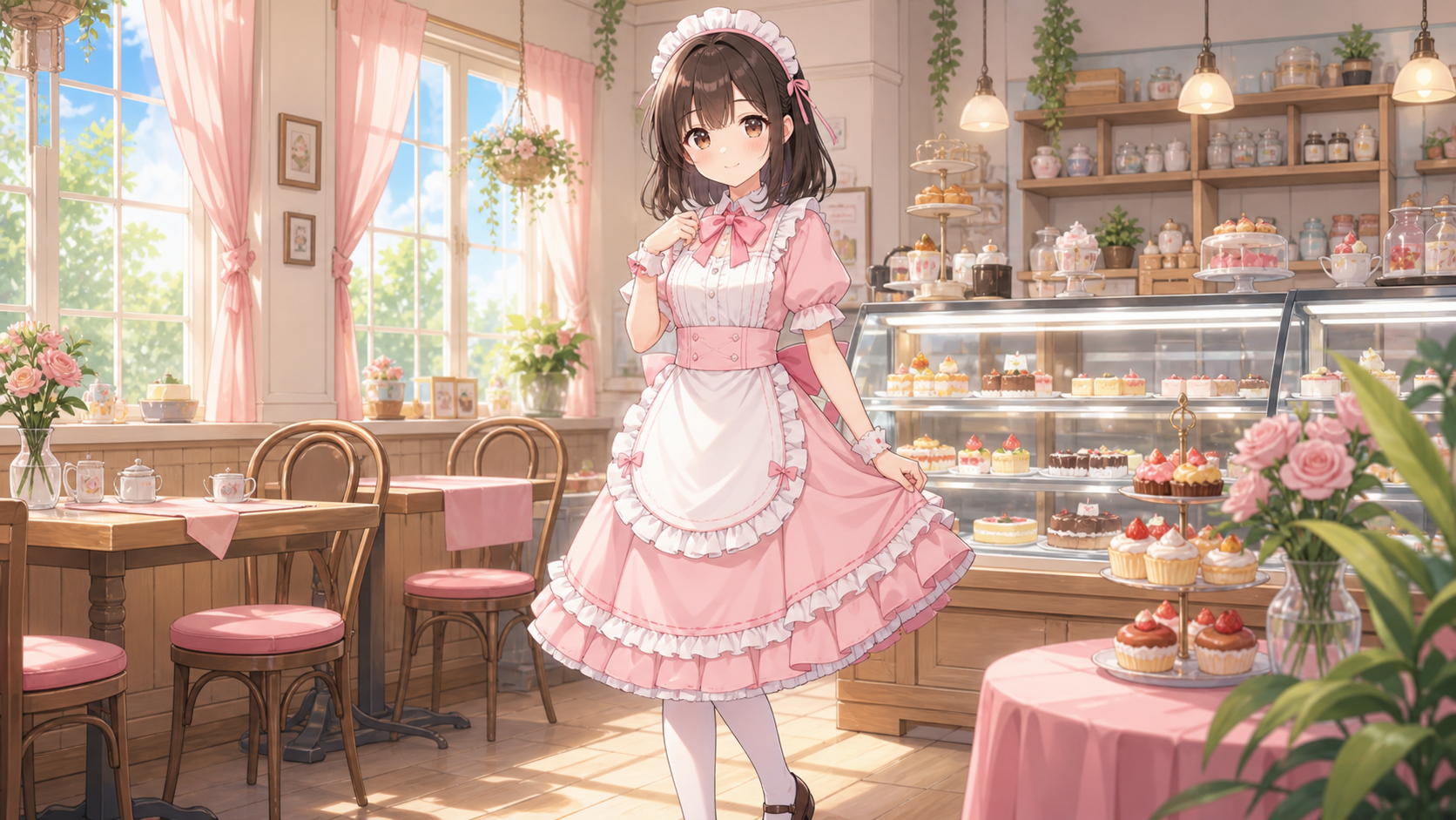 frilly pink maid uniform