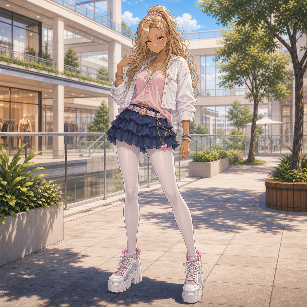 layered ruffle skirt gyaru outfit