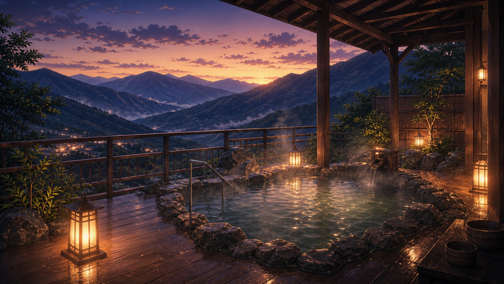mountain view onsen terrace