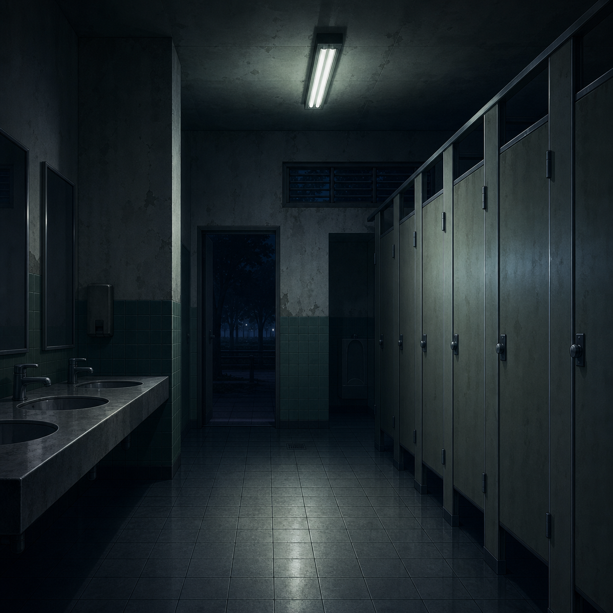 night public restroom interior
