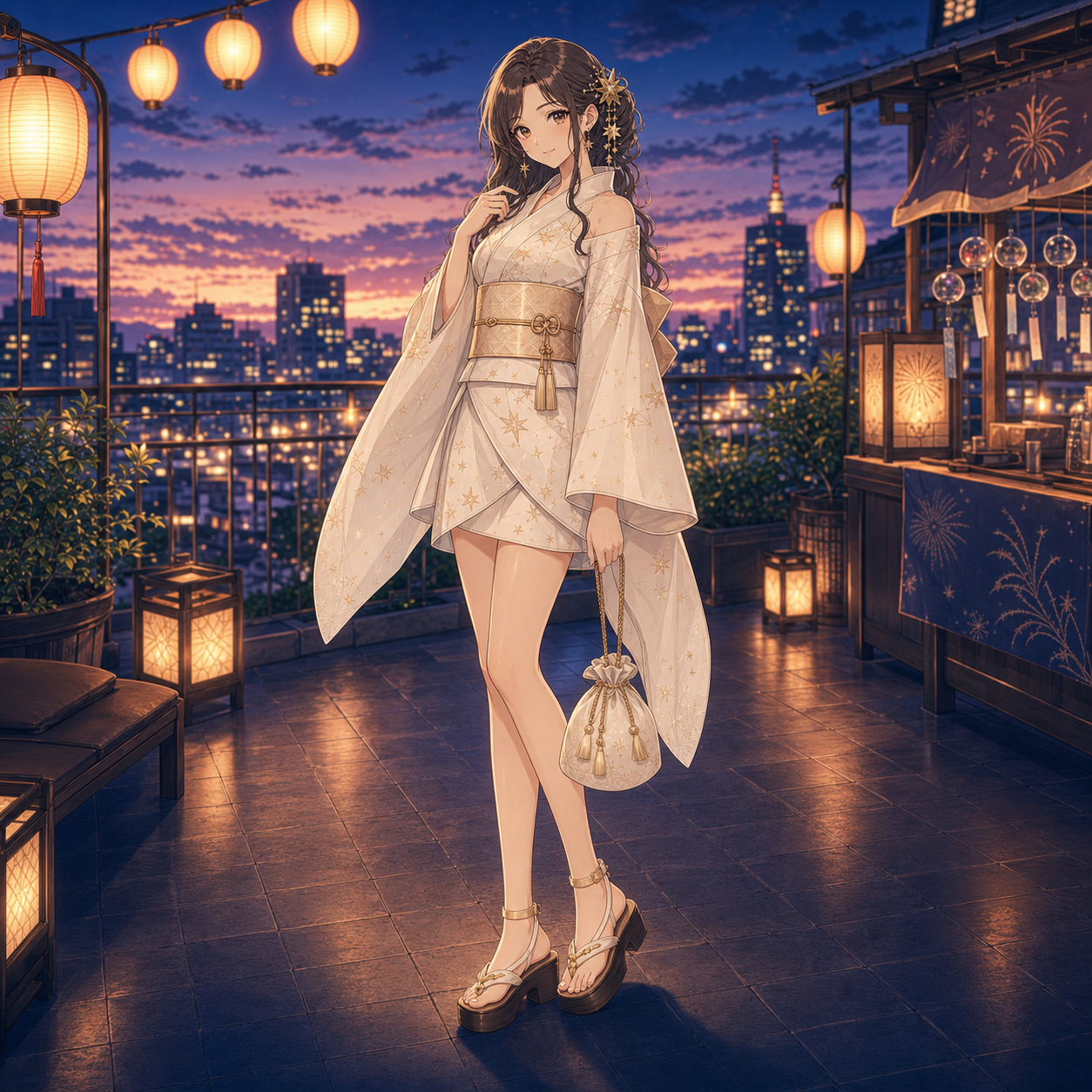 ivory star mini yukata