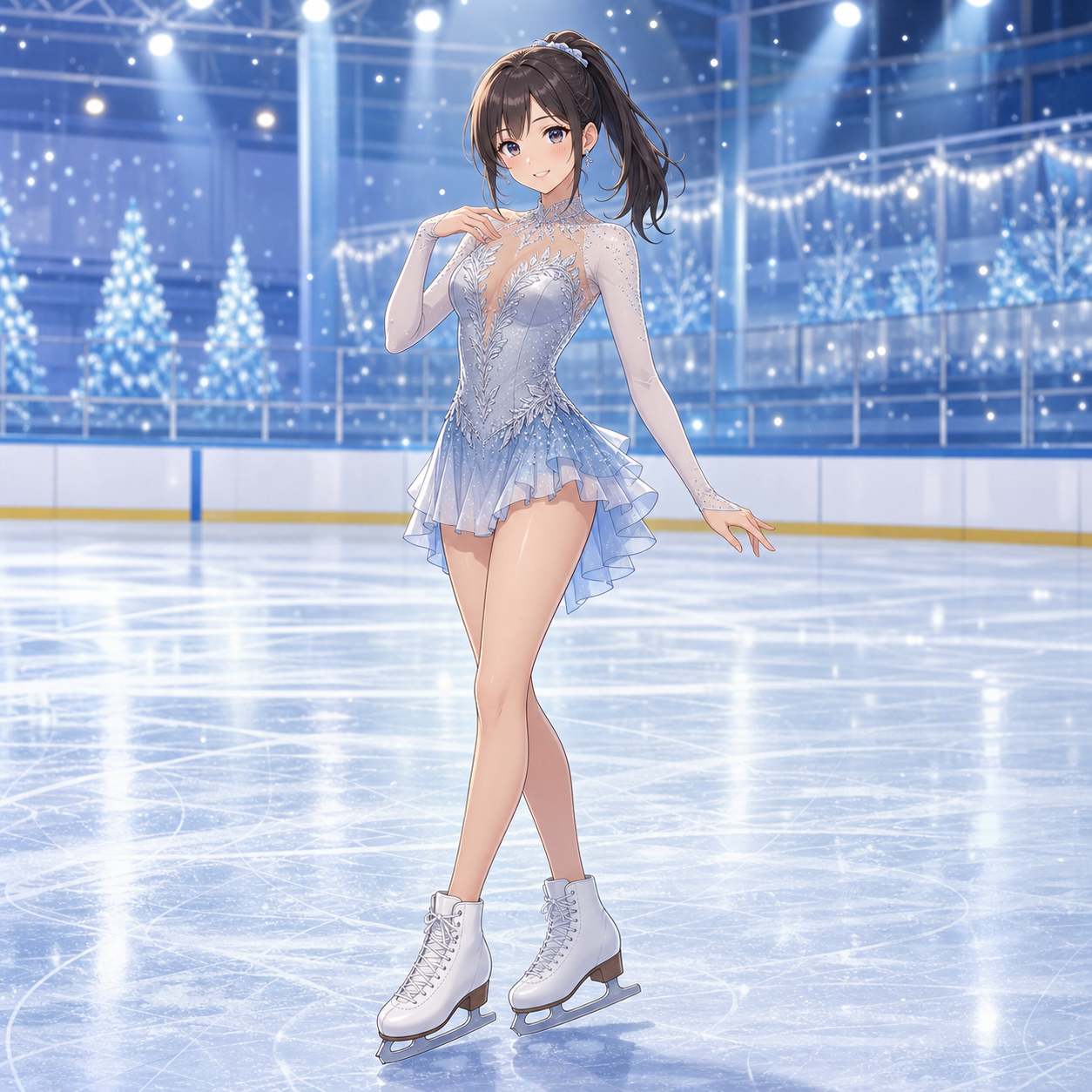 silver blue figure skating dress