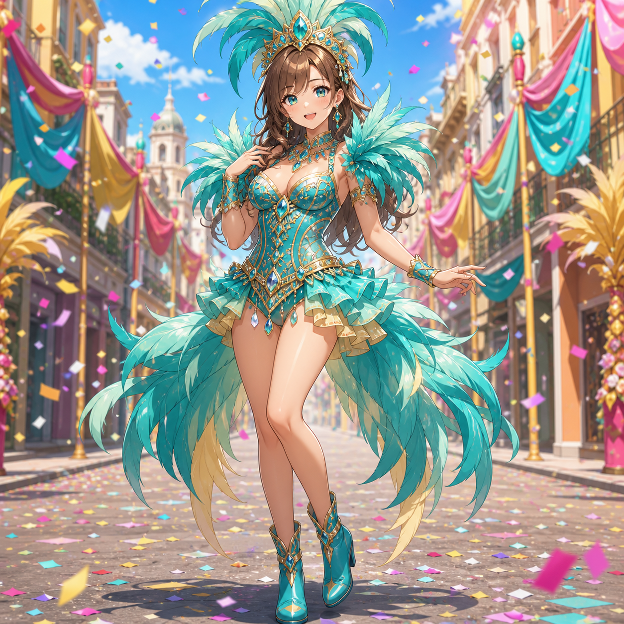 turquoise carnival parade costume