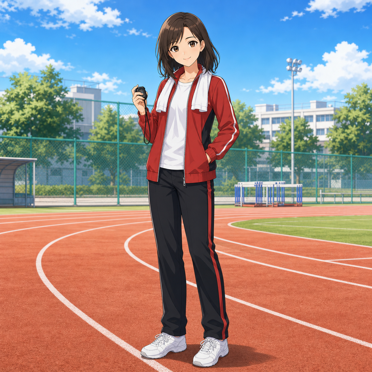 red track jacket outfit
