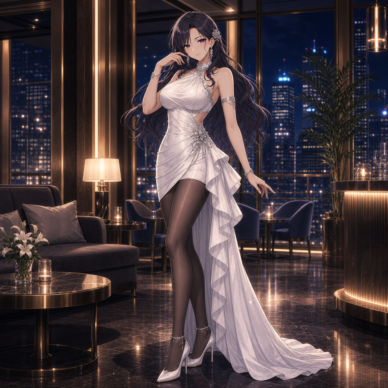 white asymmetrical party dress