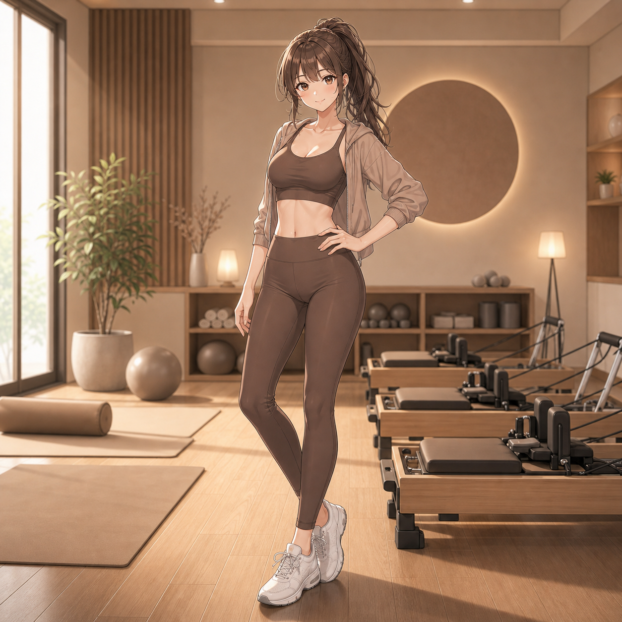 mocha brown pilates outfit