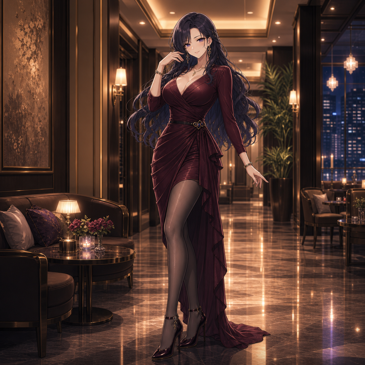 wine red wrap bodycon dress