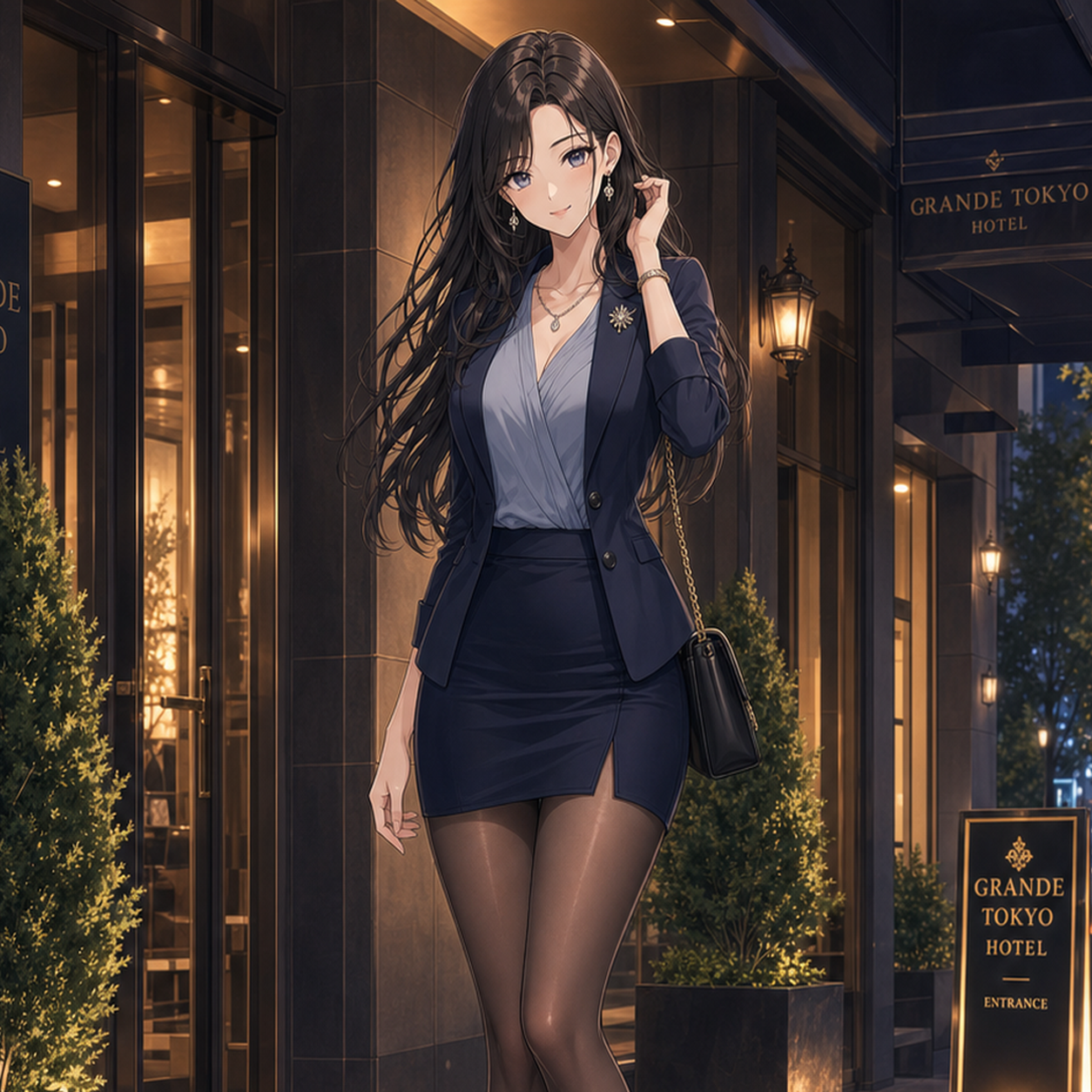 navy set-up mini skirt outfit