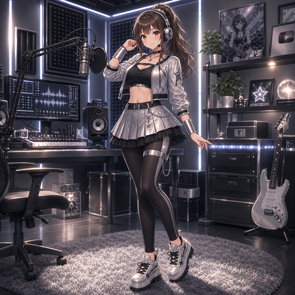 silver black music streamer outfit