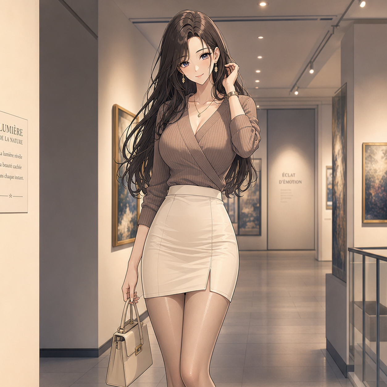 mocha brown tight mini skirt outfit