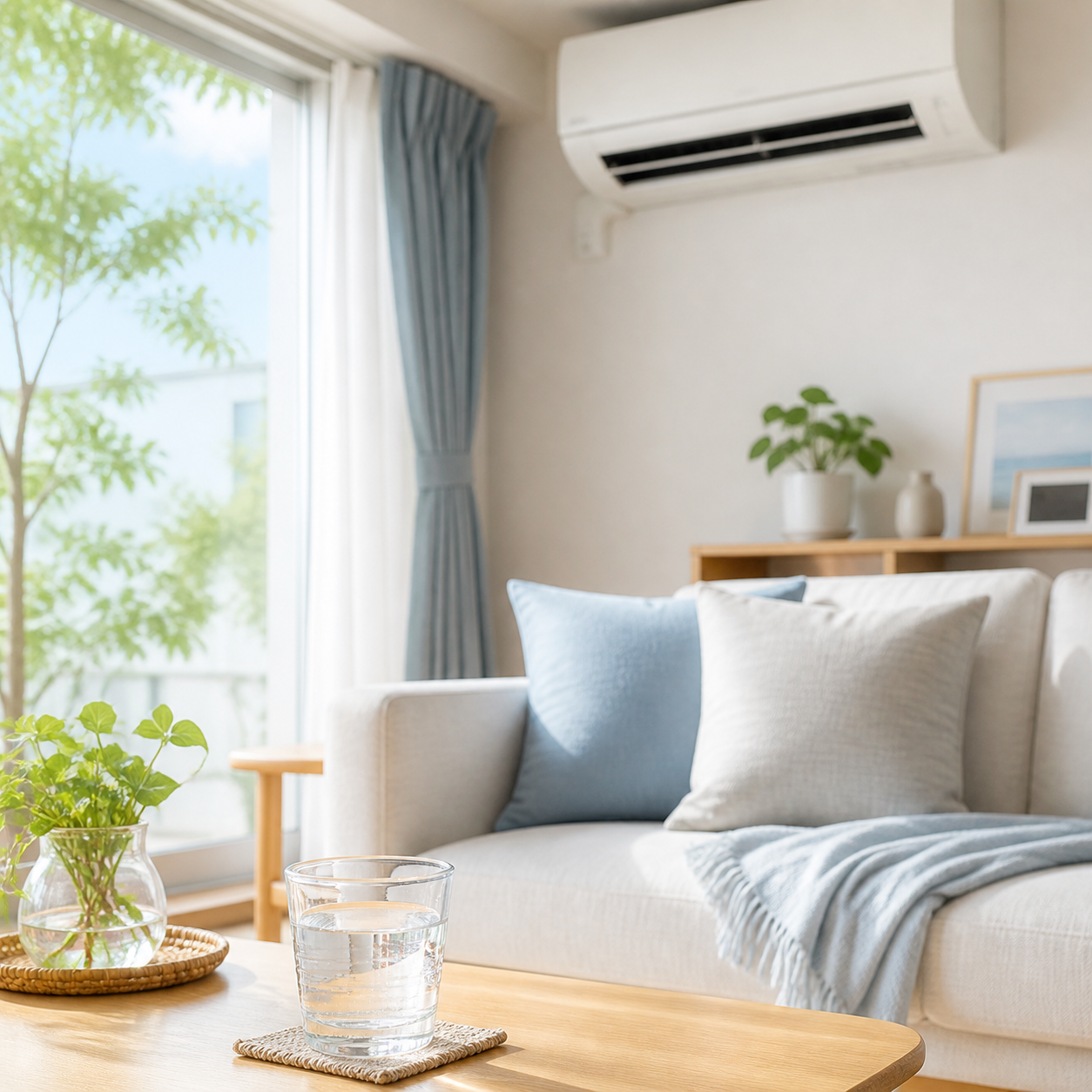 室内熱中症を防ぐために夏の部屋環境を整えるイメージ