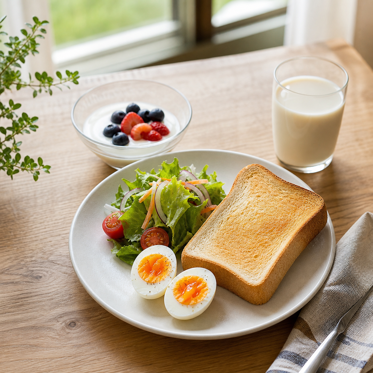 朝食でたんぱく質を無理なく取り入れるイメージ