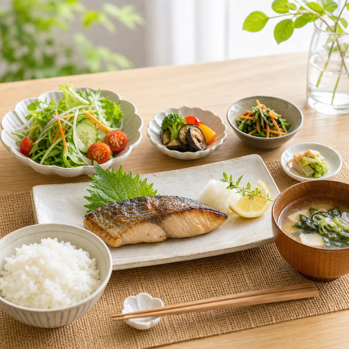 野菜や香味を生かした減塩の食事イメージ
