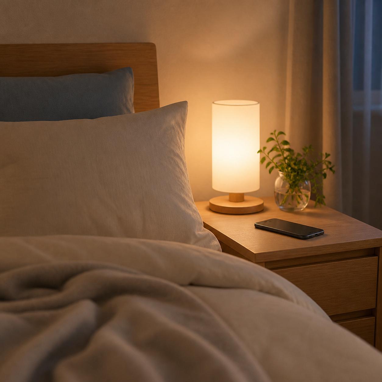 寝る前のスマホ時間を見直して睡眠環境を整えるイメージ