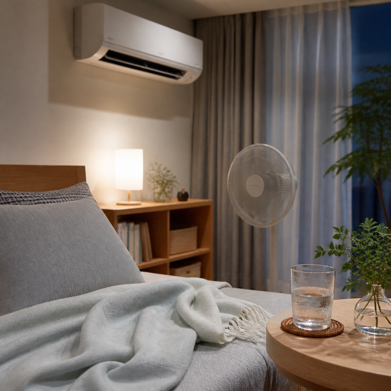 冷房の効いた部屋で快適に過ごすイメージ