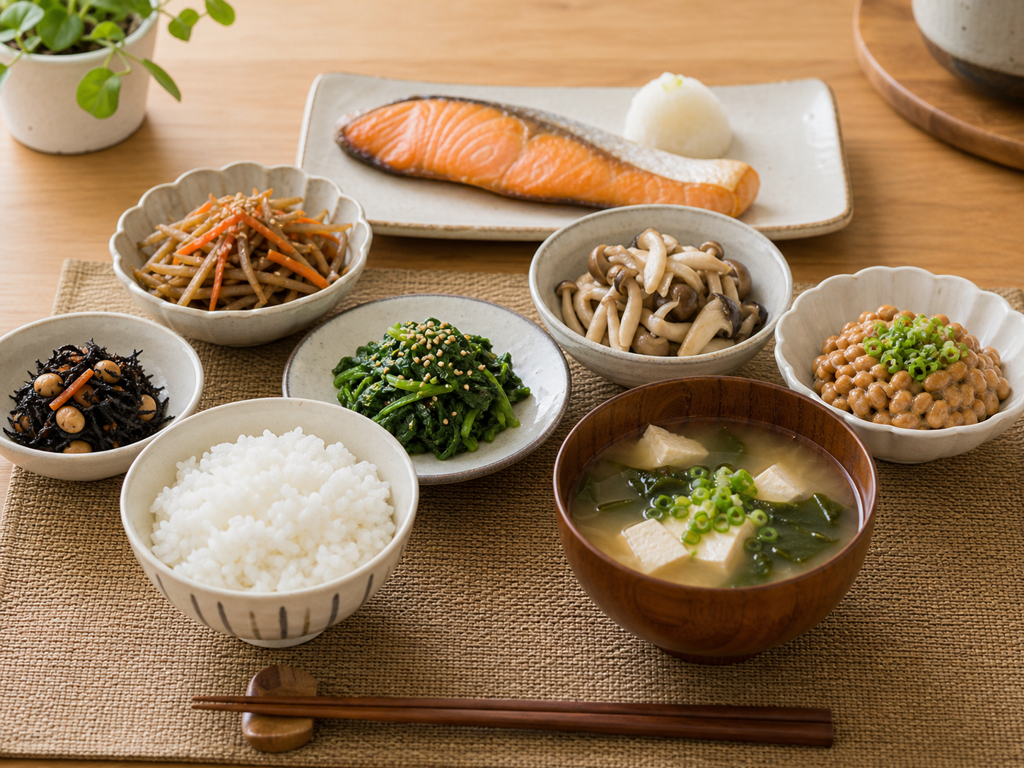 食物繊維を増やした和食のイメージ