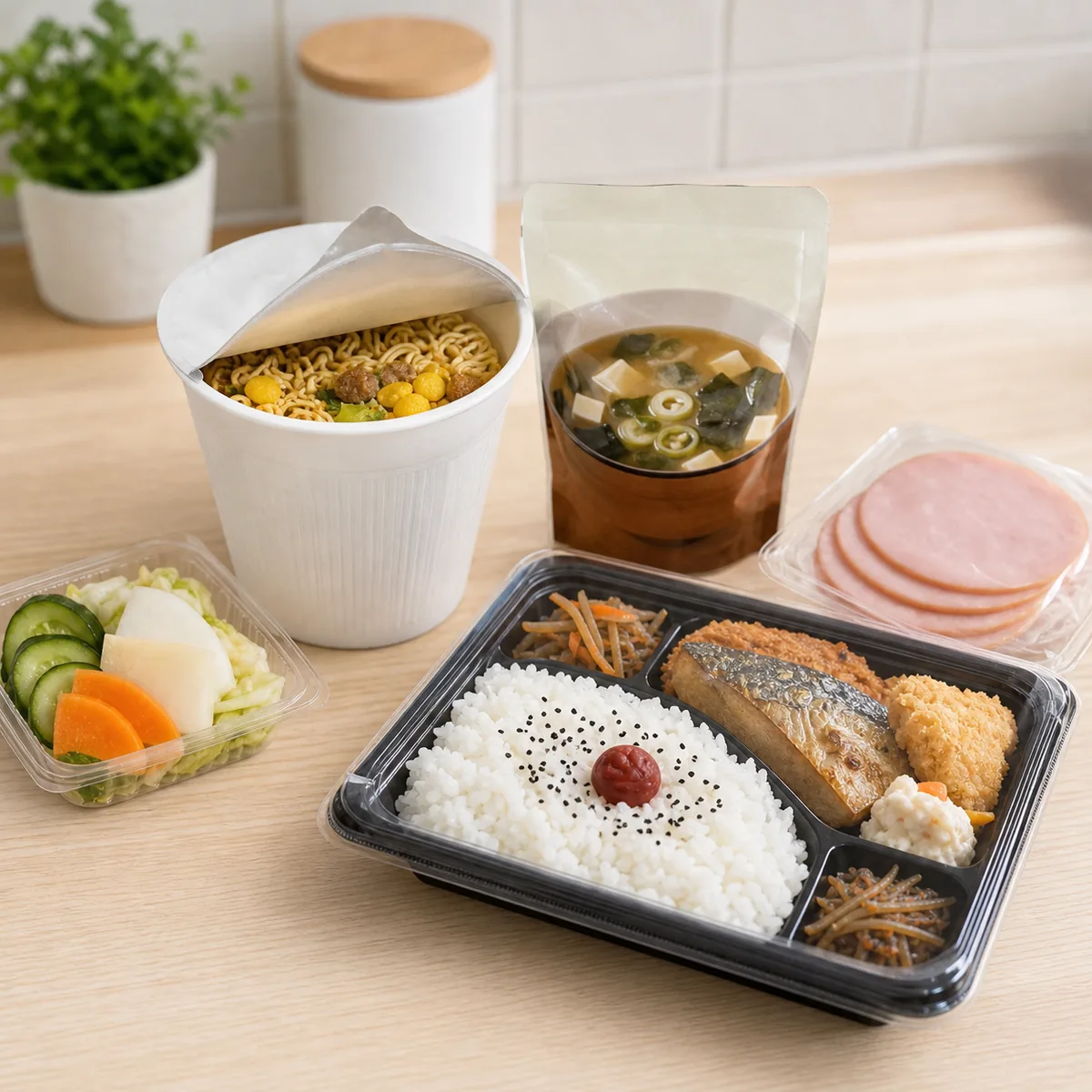 塩分が多くなりやすい加工食品や惣菜のイメージ