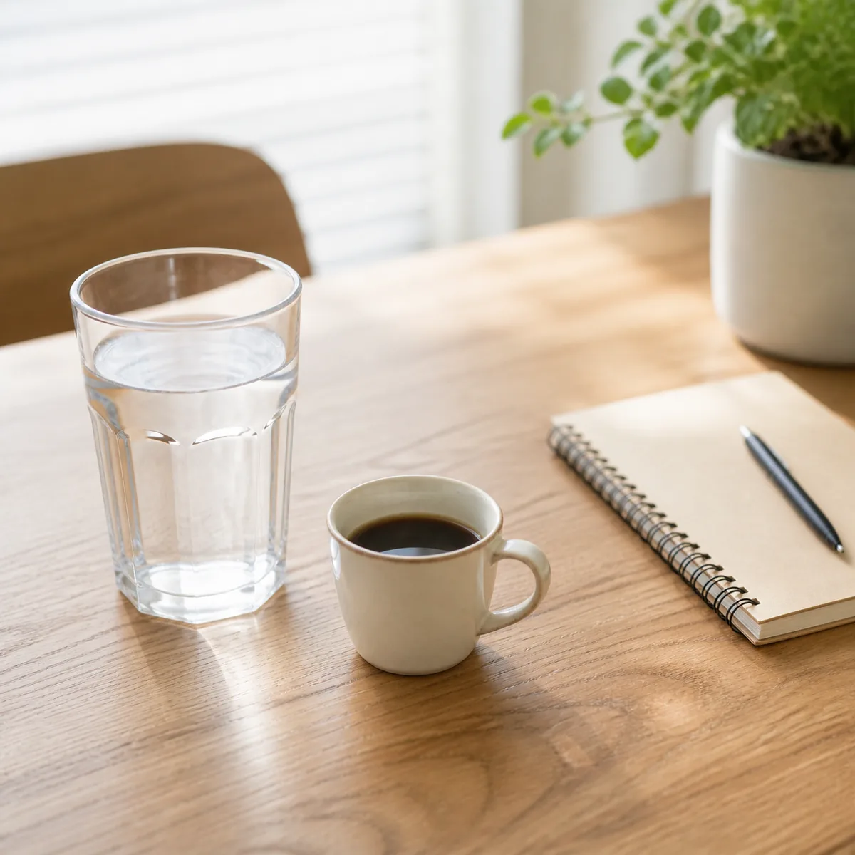 コーヒーと水を組み合わせて飲む量を調整するイメージ
