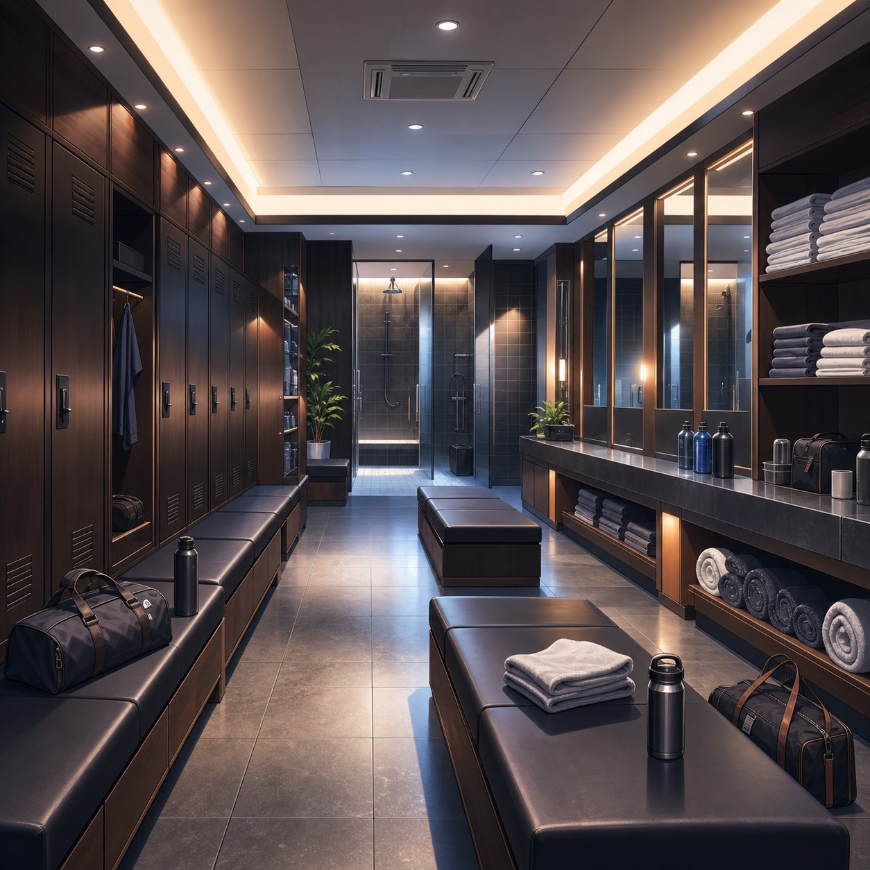 modern fitness gym locker room