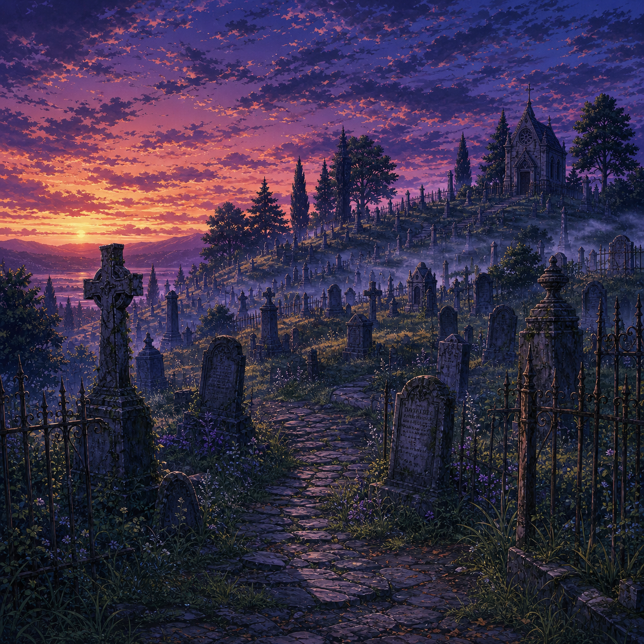 twilight cemetery hill