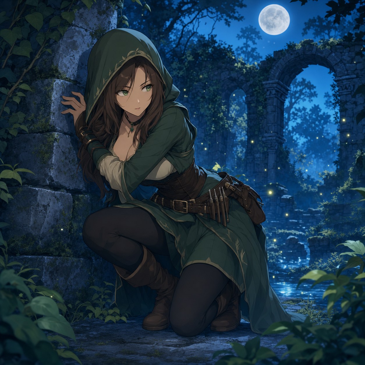 moonlit forest ruin thief outfit