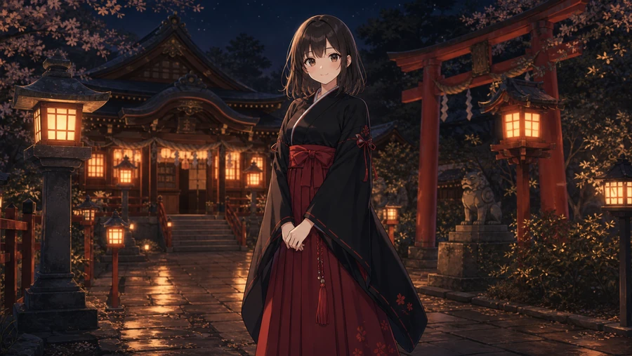 black and red shrine maiden outfit