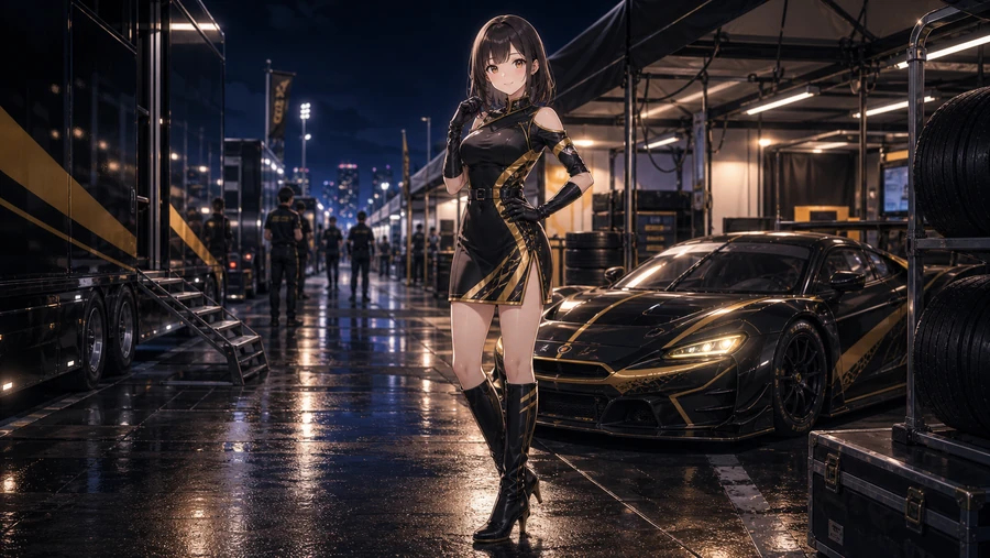 black motorsport event outfit
